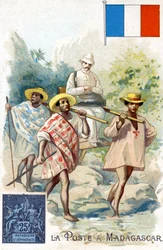 Carteiro, entregar, correio, em, madagascar, tarde, 19o século