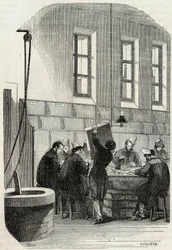 Correios: Classificação de Cartas para Departamentos e Estrangeiro - Gravação em "Tableau-de-Paris" por Edmond Texier 1852