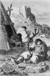 Artistas pré-históricos, de The Primitive Man, de Louis Figuier, publicaram Hachette, 1870