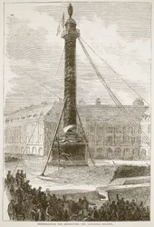 Preparativos para destruir a Coluna de Napoleão, ilustração de Cassells História da Guerra entre a França e a Alemanha, 1870-1871
