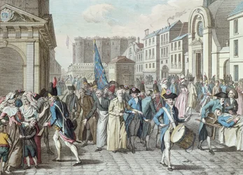 Prisioneiros da rue Saint-Antoine, após serem libertados da Bastilha em 14 de julho de 1789