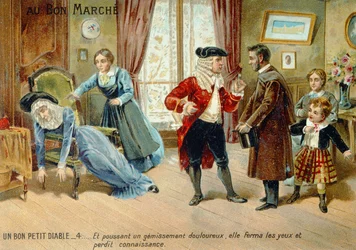 Propaganda de cartão promocional Le Bon Petit Diable por Comtesse de Segur, final do século XIX
