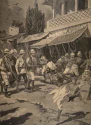 Rebelião em Bombaim, ilustração do Le Petit Journal: Supplement illustre, 1898