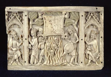 Relevo retratando cenas da vida de Santa Catarina de Alexandria, c.1370-80