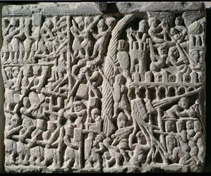 Relevo retratando o cerco de Carcassonne por Simon de Montfort (c.1160-1218) em 1209