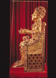 Relicário estátua de São Foy, c.980 (ouro, prata, madeira, pedras preciosas e semipreciosas) (ver 121295 e 162668)