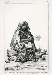 Rene Caille ponderando sobre o Alcorão e tomando notas, do Journal dun voyage a Tombouctou de Rene Caillie (1799-1838), 1830