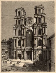 Rennes - La Cathedrale Saint Pierre - - gravura em "PATRIE" - DESCRIÇÃO PECTUREQUIREQUE DE LA FRANCE EN 6 VOLUES BY LUCIEN HUARD - final do século XIX