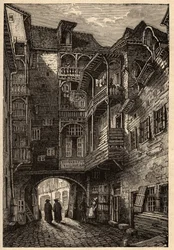 Rennes - A velha porta da passagem dos Carmelitas - gravação em "PATRIE" - PECTUREZA DESCRIÇÃO PREQUISTA DA FRANÇA EM 6 VOLUME POR LUCIEN HUARD - final do século XIX