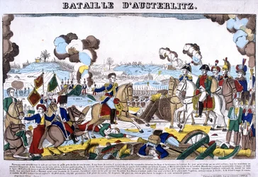 Representação da Batalha de Austerlitz, ou Batalha dos Três Imperadores, em 12/02/1805. Foto da Epinal