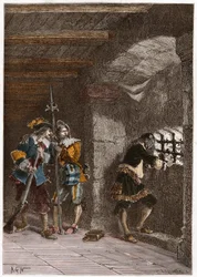 Representação da máscara de ferro (falecido em 1703) presa na ilha de Sainte Marguerite