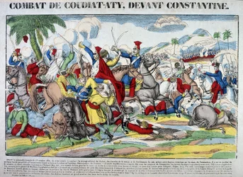 Representação da batalha de Coudiat Aty, perante Constantino, que levou à captura de Constantino em 13 de outubro de 1837. Foto de Epinal