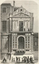 Restauração das janelas conhecidas como Charles IX no Louvre no século XIX - Gravação em "Tableau-de-Paris" de Edmond Texier 1852