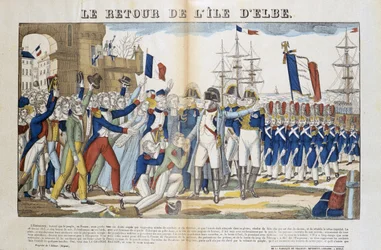 Regresso de Napoleão Bonaparte (1769-1821) do seu exílio à ilha de Elba em 1815. Foto de Epinal