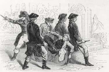 Riot em Rennes, ferido Gentleman, ilustração de Brittany e Vendee, História da Revolução no Ocidente por Pitre-Chevalier (1812-63) publicado por W. Coquebert 1845-48