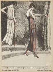 Vestido Apres Midi, de Beer, e Vestido de Noite, de Worth, a partir de uma Coleção de Quadros de Moda