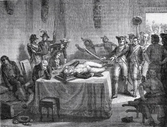 Robespierre Esperando por Execução Tendo Disparado na Própria Mandíbula em 1794