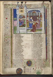 Royal 15 E. VI, f.2v Margaret de Anjou, sentada com o seu marido Rei Henrique VI, ilustração de "Shrewsbury Talbot Book of Romances", c.1445 (tinta, cor e ouro sobre velo)