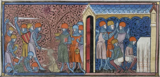 Royal 16 G. VI, f.185v Raid of the Mansur of Cordoba, ilustração do 