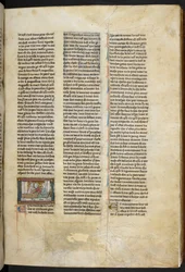 Royal MS 14 E. III, f.58r, ilustração de "Estoire del Saint Graal, La Queste del Saint Graal, Morte Artu", c.1315-25 (velino)