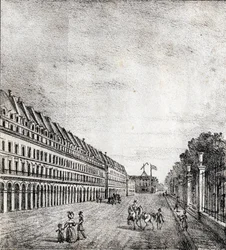 Rue de Rivoli, Paris - "Alphabet Picturesque des Monumens de Paris" c.1840 (gravura)