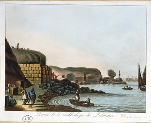 Ruínas da Biblioteca Ptolomeu em Alexandria, Egito, 1811