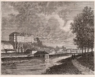 Sable-sur-Sarthe (Sable sur Sarthe) - gravura em "La France illustree: geography, history, statistical administration" de V.A. Malt-Brown. 1884