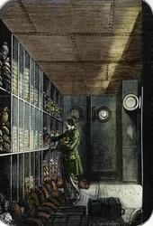 Safe de la Banque de France a Paris (cave do Banco de França em Paris) (gravura colorida)