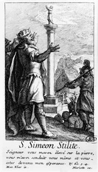 Saint Simeon Stylite na sua coluna