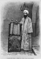 Sacerdote Samaritano, da Síria hoje. Viajar para a Fenícia, o Líbano e a Judéia. 1875-1880 de Louis Charles Emile Lortet, 1884 (gravura do bw)