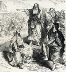 Samuel mostrando aos israelitas os perigos de ter uma gravura do rei de Lahure, colecção privada do século XIX