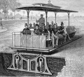O eléctrico funicular de São Francisco com rodas invisíveis - in "As novas conquistas da ciência" de Louis Figuier