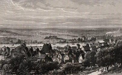 Sarreguemines - Moselle - gravura em "La France illustree: geographie, histoire, administration statistique" de V.A. Malt-Brown. 1884