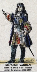 Sébastien Le Prestre de Vauban (1633-1707), marechal da França, em "Galeriede Reis e Rainhas de França e personagens ilustres de 1643 a 1895" Imagem de epinal.