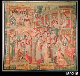Cenas da Vida de São Remigio (d.533) bispo de Reims: O Milagre do Testamento de Rich Mans e a Ressurreição de um Homem Morto, 1531