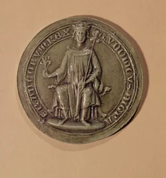 Selo de Luís IX (1214-70) segurando um cetro e uma flor de lis, c.1252
