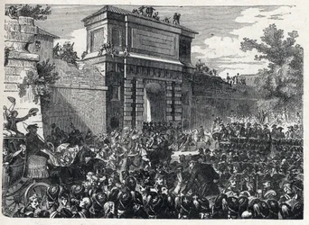 Segunda coligação: a Batalha de Hohenlinden (perto de Munique, Alemanha) em 12 de Frimaire ano IX (3 de Dezembro de 1800) entre as tropas francesas do General Jean Victor (Jean-Victor) Moreau e as forças austríacas e bávaras comandadas pelo Arquiduque Jean