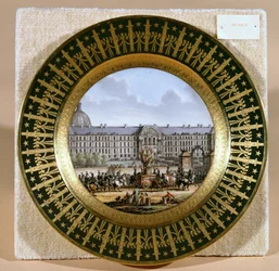 Placa de Sevres representando a chegada da espada de Frederico II (1712-86) o Grande, no Hotel des Invalides (porcelana)