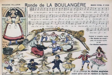 Música para a popular canção "Ronde de la boulangère" - imagem de Epinal, Pellerin