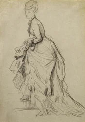 Mostrando um tornozelo, c.1880 (giz no papel)