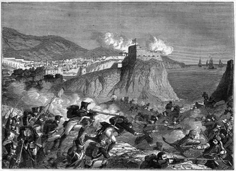 Cerco de Ragusa (República de Ragusa) (Ragusa em Dubrovnik croata) durante as Guerras Napoleónicas em Maio e Junho de 1806 (campanha da Dalmácia pelo General Molitor e Lauriston) - em "História do império seguindo a história do consulado" por Adolphe Thier