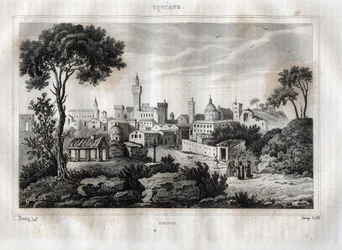 Siena - Siena - Toscana - Toscana - Gravura de "Picturesque Italy" de M. de Norvins, Ch. Nodier 1834-1836.