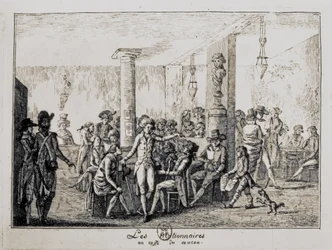 Sieyes e Les Nationnaires no café du caveau em Paris, agosto de 1789 (gravura)