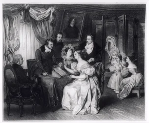 Assinatura do contrato de casamento no escritório dos solicitadores, c.1840