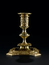 Castiçal de prata dourada com bico destacável, do serviço de banheiro Lennoxlove, de propriedade de Frances Teresa Stewart, duquesa de Richmond e Lennox: francês, Paris, por Pierre Masse, 1661-1662