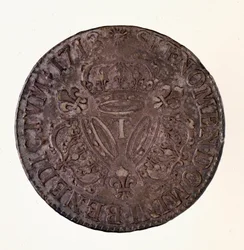 ecu francês prateado (scude), reinado do rei Luís XIV (1643-1715) 1713 Diam. 4 cm Nápoles, museo archeologico