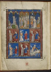 Sloane MS 1977 fol.5v Nove miniaturas mostrando cenas bíblicas e médicas, Chirurgia