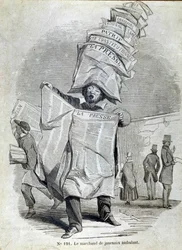 Pequeno métier parisiense: o comerciante ou criador de jornais itinerantes.