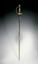 Espada pequena, Paris, c.1730 (aço dourado e azul com fio prateado)