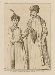 Soudiat Daula, grão-vizir dos mongóis e seu filho Mirza Mani (1774)